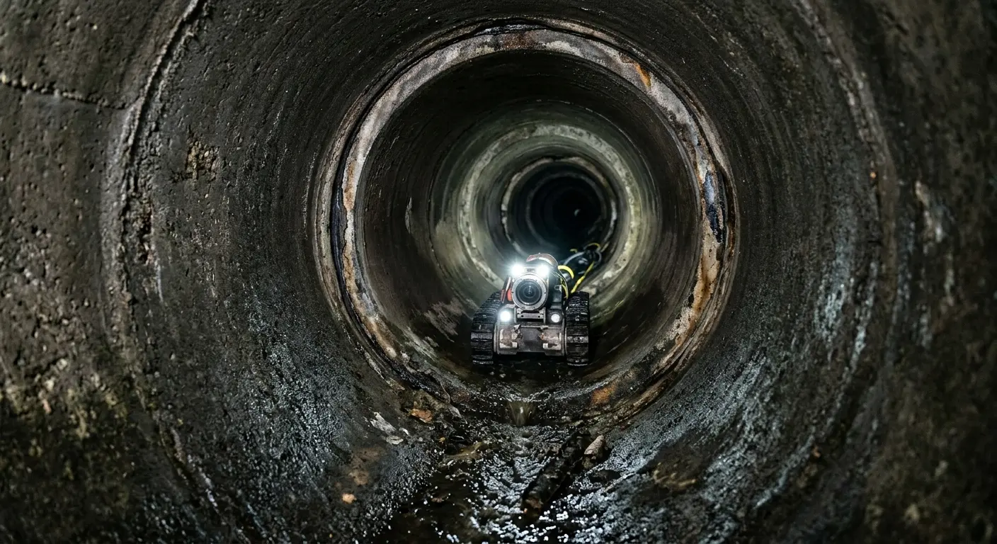 Robotic sewer camera inspecting pipe interior for Drain Snake Service in Swatara